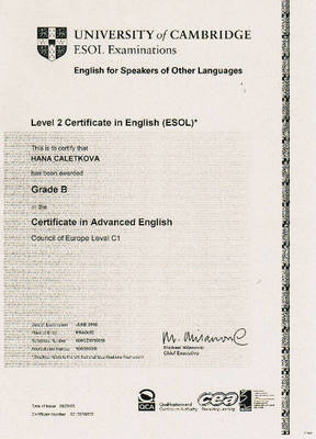 Certifikát z anglického jazyka